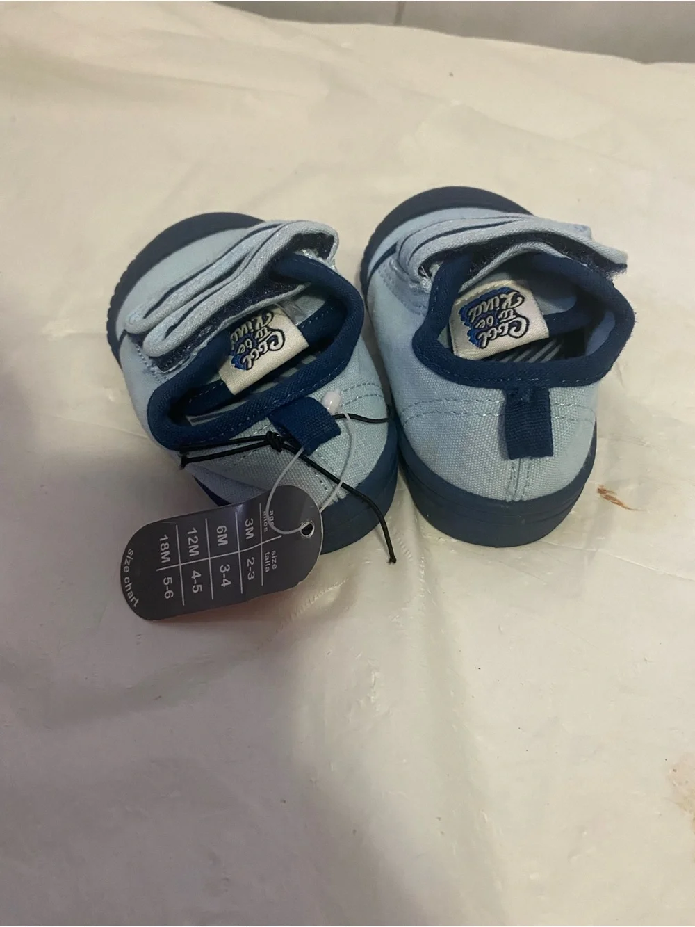 Kids Light Blue & Navy Velcro Sneakers